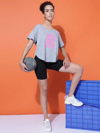MKH Women Grey Comfortable Workout Wear Top for Fitness Activity
