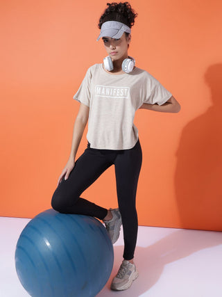 MKH Women Grey Lightweight Training Top for Fitness Routine
