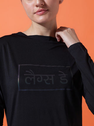 MKH Women Black Stretchable Sports T-Shirt