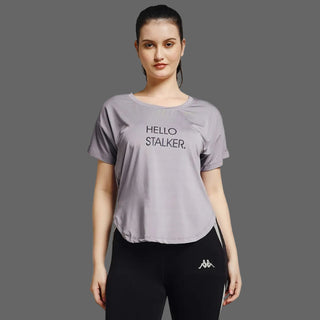 MKH Women Lavender Contemporary Statement Typography Casual T-Shirt