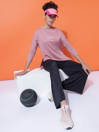 MKH Women Onion Pink Moisture Wicking Gym T-Shirt