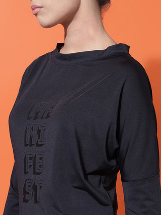 MKH Women Black Slim Fit Dri-Fit T-Shirt