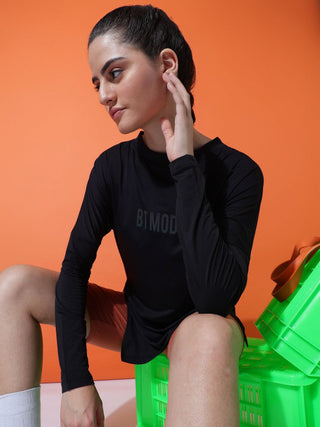 MKH Women Black Sweat Absorb Training T-Shirt