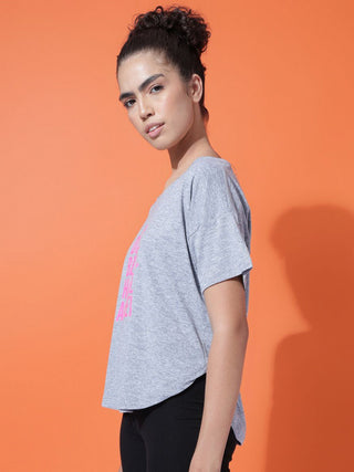 MKH Women Grey Comfortable Workout Wear Top for Fitness Activity