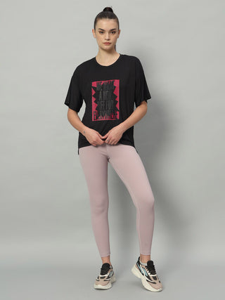 MKH Women Black Lightweight Running Wear T-Shirt for Fitness