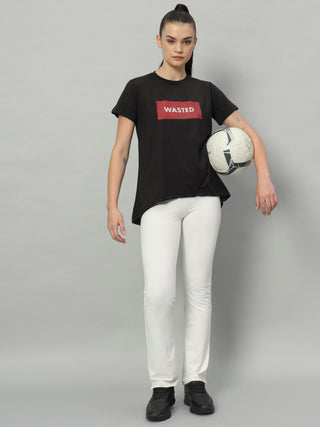 MKH Women Black Soft Workout T-Shirt for Fitness and Outdoor Use