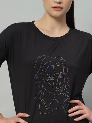 MKH Women Black Breathable Training T-Shirt for Gym Sessions