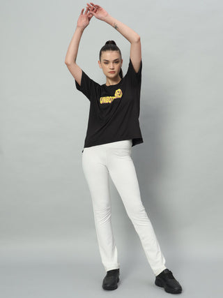 MKH Women Black Stretchable Gym T-Shirt for Training and Activity