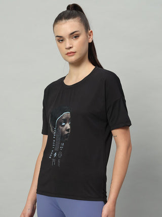 MKH Women Black Breathable Gym Activity T-Shirt for Daily Wear