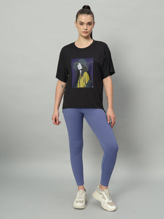 MKH Women Black Breathable Fitness Wear T-Shirt for Outdoor Activity