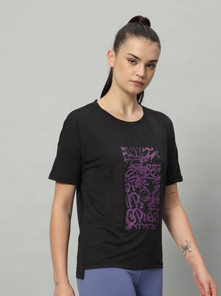 MKH Women Black Comfortable Activity T-Shirt for Daily Fitness