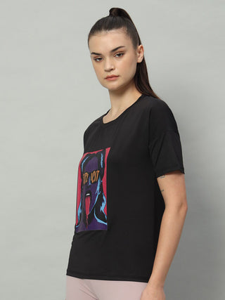MKH Women Black Lightweight Active Training T-Shirt for Fitness
