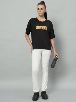 MKH Women Black Stretchable Gym T-Shirt for Training and Activity