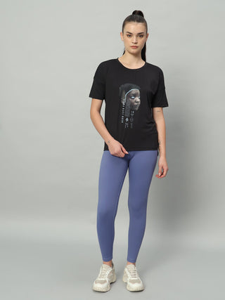 MKH Women Black Breathable Gym Activity T-Shirt for Daily Wear