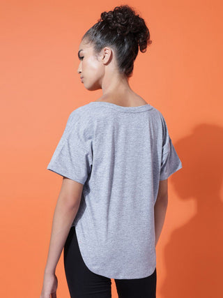 MKH Women Grey Comfortable Workout Wear Top for Fitness Activity