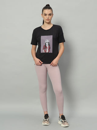 MKH Women Black Comfortable Gym Wear T-Shirt for Activity
