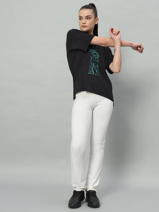 MKH Women Black Flexible Fitness Wear T-Shirt for Gym Training