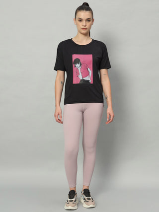 MKH Women Black Activewear Workout T-Shirt for Running and Yoga