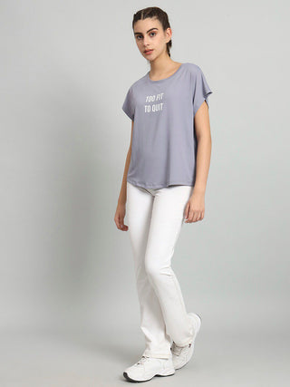 MKH Women Lavender Stretchable Gym Wear T-Shirt
