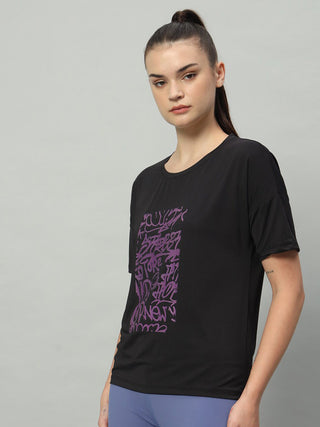 MKH Women Black Comfortable Activity T-Shirt for Daily Fitness
