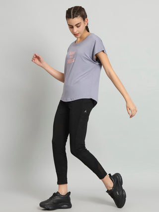 MKH Women Lavender Athletic Fit Sports T-Shirt