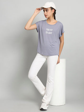 MKH Women Lavender Stretchable Gym Wear T-Shirt