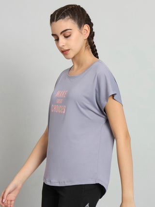 MKH Women Lavender Athletic Fit Sports T-Shirt