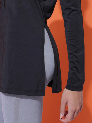 MKH Women Black Slim Fit Dri-Fit T-Shirt