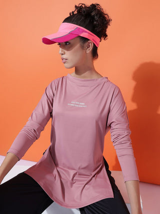 MKH Women Onion Pink Moisture Wicking Gym T-Shirt