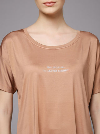 MKH Women Brown Everyday Contemporary Printed T-Shirt