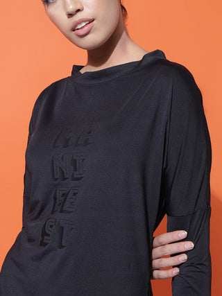 MKH Women Black Slim Fit Dri-Fit T-Shirt