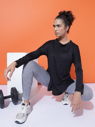 MKH Women Black Slim Fit Dri-Fit T-Shirt